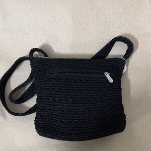 The Sak Black Crochet Shoulder Bag